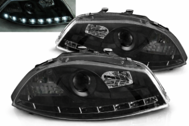Prednja svjetla LED DayLight (crna) / Seat Ibiza 6L (2002-2008), LPSE08