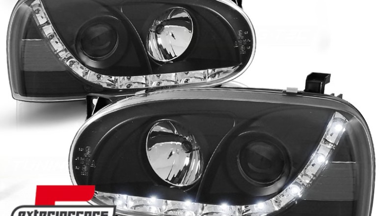 Prednja svjetla LED DayLight (crna) / Volkswagen Golf 3 (09.1991-08.1997), LPVW95
