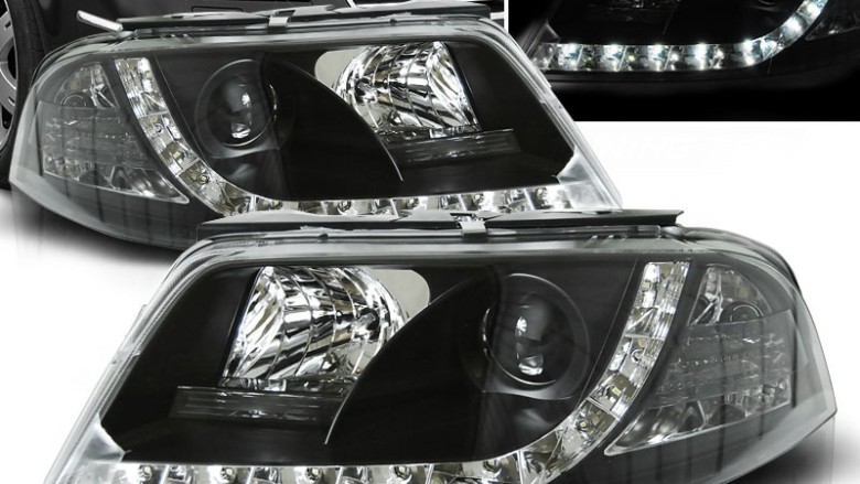 Prednja svjetla LED DayLight (crna) / Volkswagen Passat B5 3BG (09.2000-03.2005), LPVW82