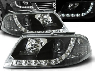 Prednja svjetla LED DayLight (crna) / Volkswagen Passat B5 3BG (09.2000-03.2005), LPVW82