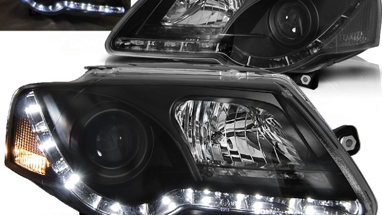 Prednja svjetla LED DayLight (crna) / Volkswagen Passat B6 3C (03.2005-2010), LPVWC2