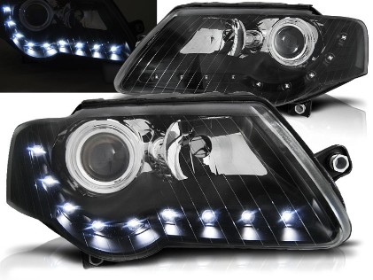 Prednja svjetla LED DayLight (crna) / Volkswagen Passat B6 3C (03.2005-2010), LPVWE1