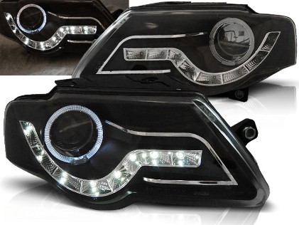 Prednja svjetla LED DayLight (crna) / Volkswagen Passat B6 3C (03.2005-2010), LPVWF7
