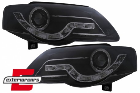 Prednja svjetla LED DayLight (crna) / Volkswagen Passat B6 3C (03.2005-2010), LPVWF7