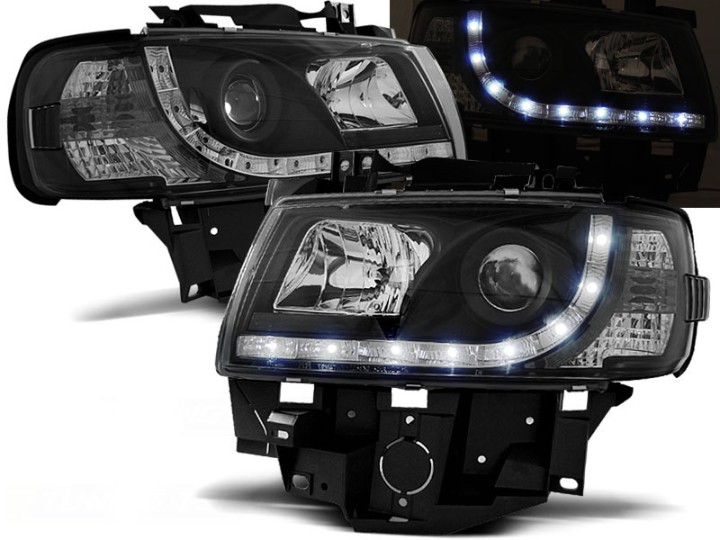 Prednja svjetla LED DayLight (crna) / Volkswagen T4 Bus (08.1996-03.2003), LPVWB6