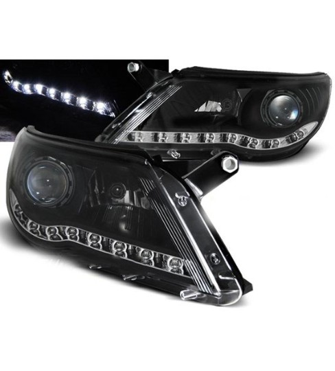 Prednja svjetla LED DayLight (crna) / Volkswagen Tiguan I (10.2007-2011), LPVWI1