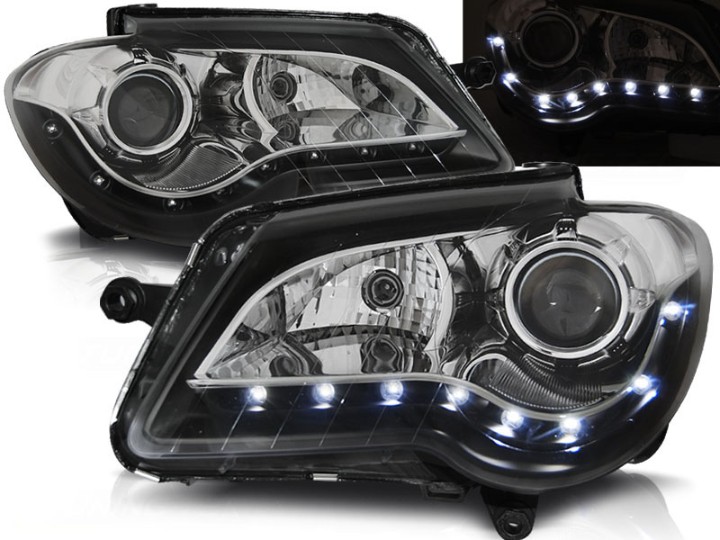Prednja svjetla LED DayLight (crna) / Volkswagen Touran Facelift (2006-2010), LPVWF5