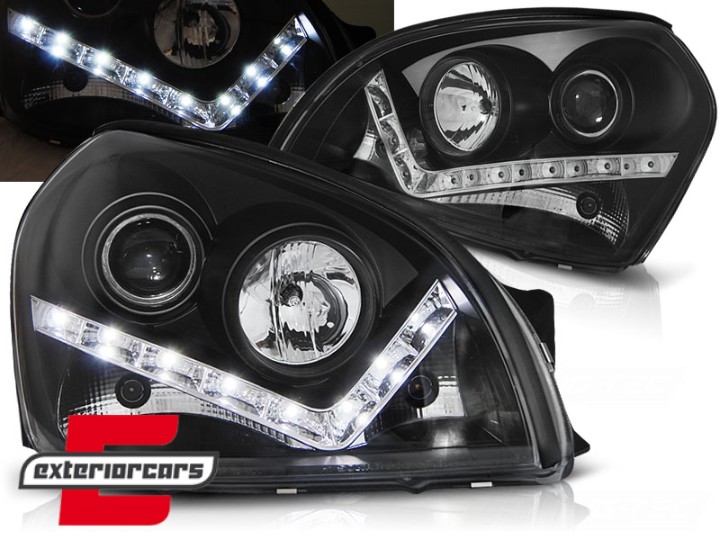 Prednja svjetla LED DayLight dizajn (crna) / Hyundai Tucson (2004-2010), LPHU05