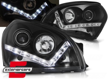 Prednja svjetla LED DayLight dizajn (crna) / Hyundai Tucson (2004-2010), LPHU05