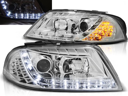Prednja svjetla LED DayLight LED žmigavci (chrome) / Volkswagen Passat B5 3BG (09.2000-03.2005), LPVWC7
