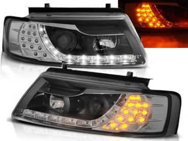 Prednja svjetla LED DayLight LED žmigavci (crna) / Volkswagen Passat B5 3B (11.1996-08.2000), LPVWB4