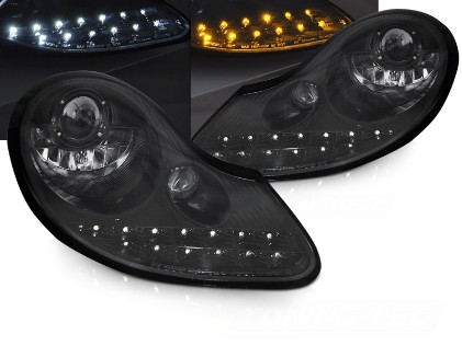 Prednja svjetla LED DayLight (piano crna) / PORSCHE BOXSTER  911 996 (1996-2004), LPPO12
