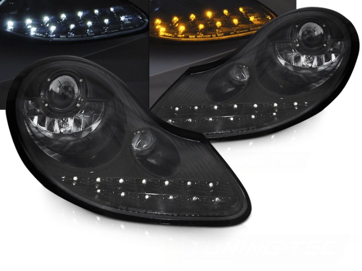 Prednja svjetla LED DayLight (piano crna) / PORSCHE BOXSTER  911 996 (1996-2004), LPPO12
