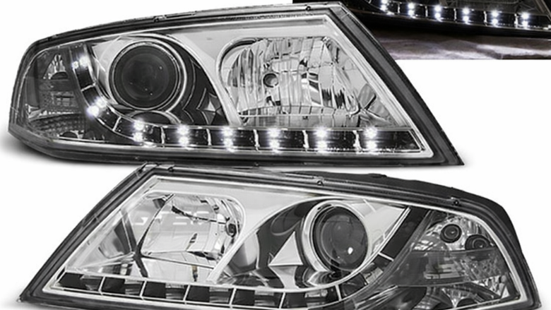 Prednja svjetla LED DayLight Xenon (chrome) / Škoda Octavia II (2004-2008), LPSK09