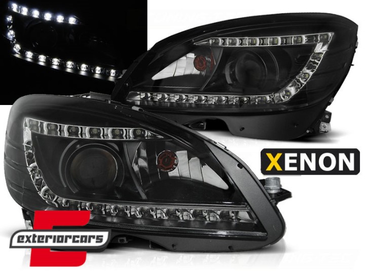 Prednja svjetla LED DayLight XENON (crna) / Mercedes C klasa W204 S204 limuzina karavan (2007-2010), LPME70