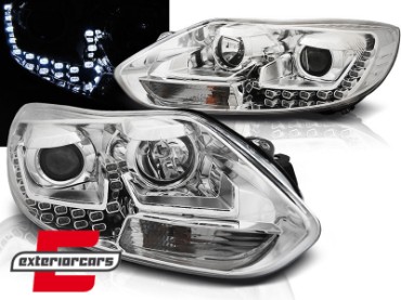 Prednja svjetla LED DayLights (chrome) / Ford Focus III Mk3 (2010-2014), LPFO60