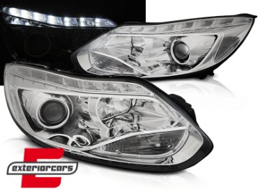 Prednja svjetla LED DayLights (chrome) / Ford Focus III Mk3 (2010-2014), LPFO91