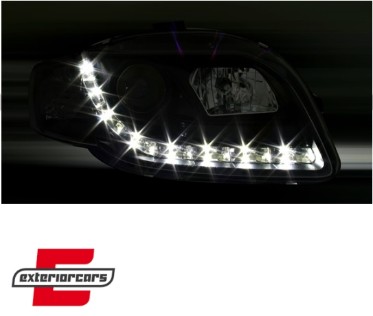 Prednja svjetla LED DayLights (crna) / Audi A4 B7 (2004-2008), LPAU42