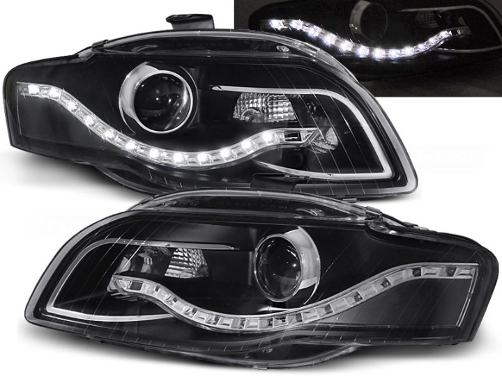 Prednja svjetla LED DayLights (crna) / Audi A4 B7 (2004-2008), LPAU52