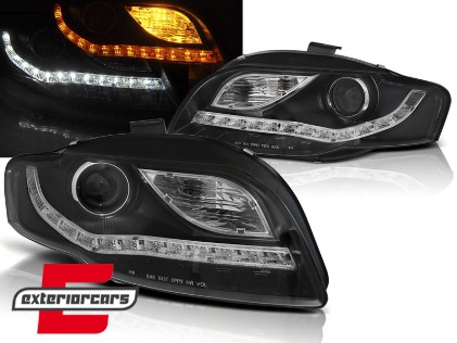 Prednja svjetla LED DayLights (crna) / Audi A4 B7 (2004-2008), LPAUE5