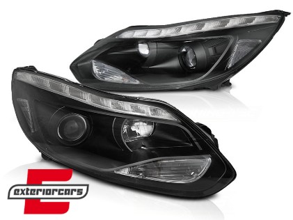 Prednja svjetla LED DayLights (crna) / Ford Focus III Mk3 (2010-2014), LPFO92