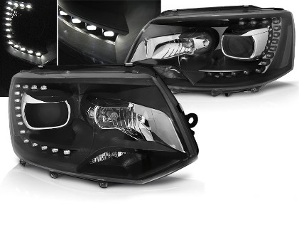 Prednja svjetla LED DayLine Xenon look (crna) / VW T5.1 (2010-2015), LPVW49