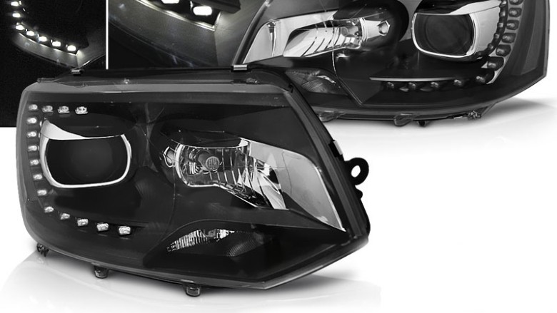 Prednja svjetla LED DayLine Xenon look (crna) / VW T5.1 (2010-2015), LPVW49