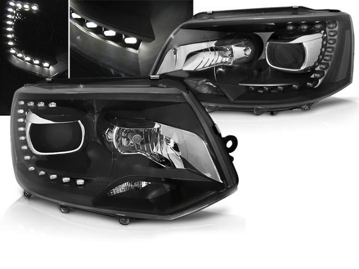 Prednja svjetla LED DayLine Xenon look (crna) / VW T5.1 (2010-2015), LPVW49