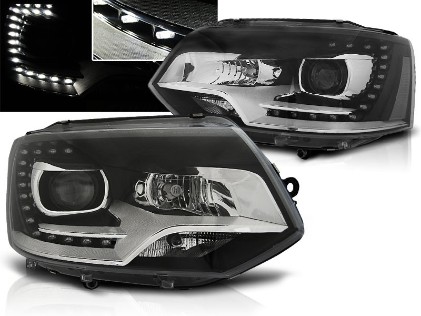 Prednja svjetla LED DayLine Xenon look (crna) / VW T5.1 (2010-2015), LPVWM4