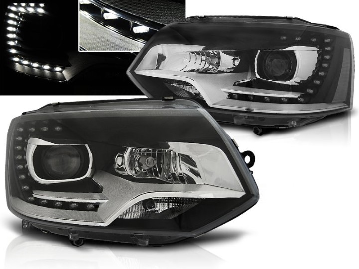 Prednja svjetla LED DayLine Xenon look (crna) / VW T5.1 (2010-2015), LPVWM4