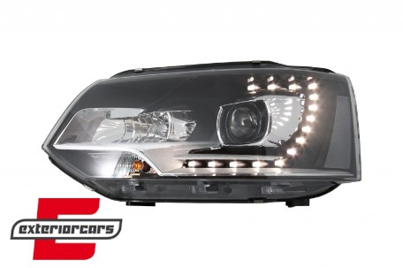Prednja svjetla LED DayLine Xenon look (crna) / VW T5.1 (2010-2015), LPVWM4