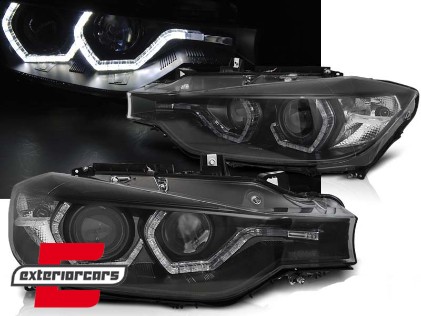 Prednja svjetla LED DRL Angel Eyes (crna) / BMW serije 3 F30 F31 LCI limuzina karavan (2015-2019), LPBMN2
