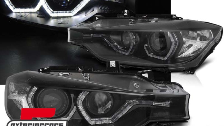 Prednja svjetla LED DRL Angel Eyes (crna) / BMW serije 3 F30 F31 LCI limuzina karavan (2015-2019), LPBMN2