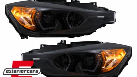 Prednja svjetla LED DRL Angel Eyes (crna) / BMW serije 3 F30 F31 LCI limuzina karavan (2015-2019), LPBMN2