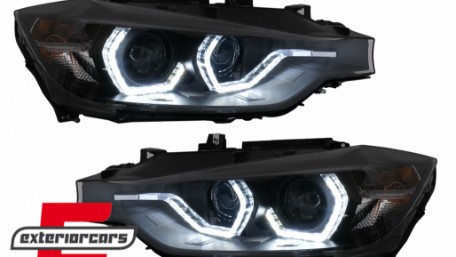 Prednja svjetla LED DRL Angel Eyes (crna) / BMW serije 3 F30 F31 LCI limuzina karavan (2015-2019), LPBMN2