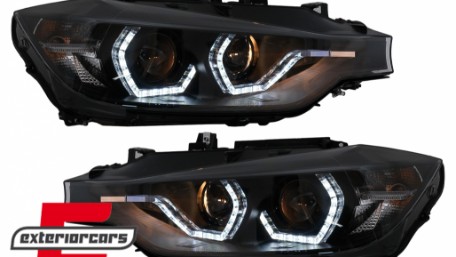 Prednja svjetla LED DRL Angel Eyes (crna) / BMW serije 3 F30 F31 LCI limuzina karavan (2015-2019), LPBMN2