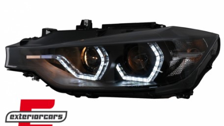 Prednja svjetla LED DRL Angel Eyes (crna) / BMW serije 3 F30 F31 LCI limuzina karavan (2015-2019), LPBMN2