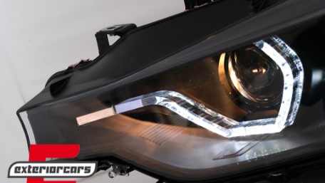 Prednja svjetla LED DRL Angel Eyes (crna) / BMW serije 3 F30 F31 LCI limuzina karavan (2015-2019), LPBMN2