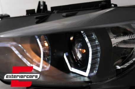 Prednja svjetla LED DRL Angel Eyes (crna) / BMW serije 3 F30 F31 LCI limuzina karavan (2015-2019), LPBMN2