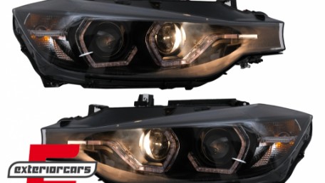 Prednja svjetla LED DRL Angel Eyes (crna) / BMW serije 3 F30 F31 LCI limuzina karavan (2015-2019), LPBMN2