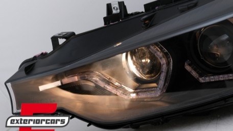 Prednja svjetla LED DRL Angel Eyes (crna) / BMW serije 3 F30 F31 LCI limuzina karavan (2015-2019), LPBMN2