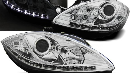 Prednja svjetla LED DRL (chrome) - facelift / SEAT LEON/ALTEA (09-12), LPSE23