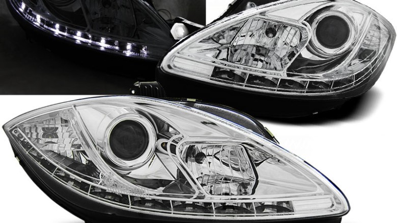 Prednja svjetla LED DRL (chrome) - facelift / SEAT LEON/ALTEA (09-12), LPSE23