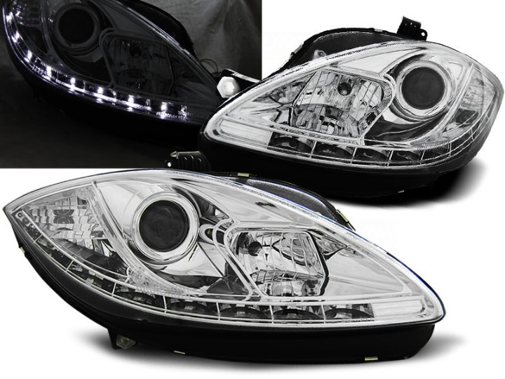 Prednja svjetla LED DRL (chrome) - facelift / SEAT LEON/ALTEA (09-12), LPSE23
