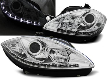 Prednja svjetla LED DRL (chrome) - facelift / SEAT LEON/ALTEA (09-12), LPSE23