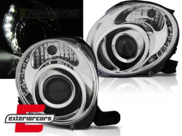 Prednja svjetla LED DRL (chrome) / Fiat 500 (2007-2015), LPFI23