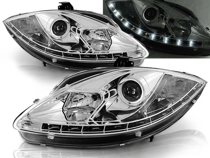 Prednja svjetla LED DRL (chrome) / SEAT ALTEA LEON TOLEDO (04-09), LPSE09