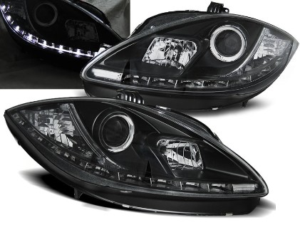 Prednja svjetla LED DRL (crna) - facelift  / SEAT LEON ALTEA (09-12), LPSE24