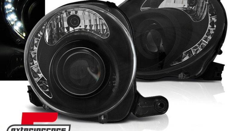 Prednja svjetla LED DRL (crna) / Fiat 500 (2007-2015), LPFI24