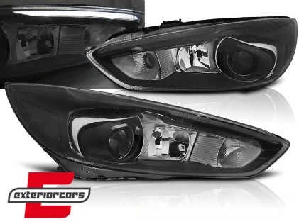 Prednja svjetla LED DRL (crna) / Ford Focus Mk3 Facelift (2014-2018), LPFO77